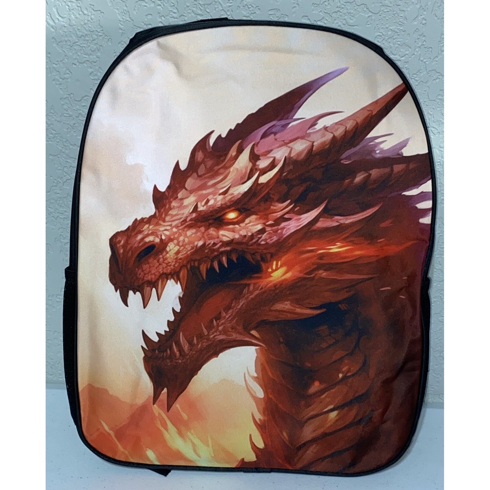 Red Fire Breathing Dragon School Laptop Bag Backpack Teens Girls Boys Padded NEW